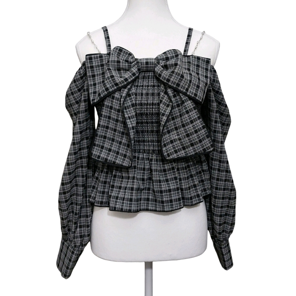 MAJESTIC LEGON - Chain Ribbon Long Sleeve Blouse